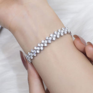 Floral Cluster Round Brilliant Cut Lab Grown Diamond Tennis <b>Bracelet</b> 925 Sterling Silver 10K 14K 18K Gold Womens Fine Jewelry - Product Image 2
