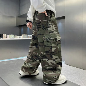 Camouflage Hunting Pants for Teenager Boy Tactical Sweatpants Kids Loose Straight Camo Cargo <b>Trousers</b> - Product Image 3