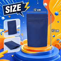 Pochette Doypack Premium Bleu Mat en Aluminium avec Fermeture Zip 12x17cm, Sac Refermable en Plastique pour Emballage Alimentaire, Logo Personnalisé