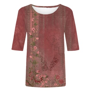 Tops grande taille pour femmes, t-shirts graphiques à col rond longueur coude pour femmes, vêtements du Bangladesh à prix avantageux - Product Image 1