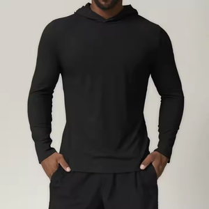 Sudadera con capucha de alta calidad para entrenamiento muscular, para hombre, deportiva, para correr, para el gimnasio, que absorbe la humedad, de secado rápido, delgada y ajustada. - Product Image 2
