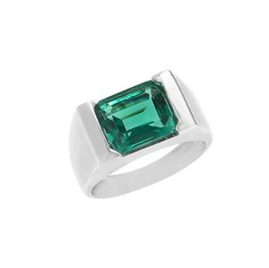 <b>Mens</b> Emerald Bezel Setting 925 Sterling <b>Silver</b> 14K Gold Plated Engagement <b>Ring</b> 5 Carat Emerald Cut Green Gemstone May Birthstone - Product Image 4