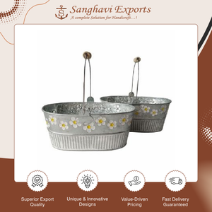 Fabriqué en Inde, panier de rangement et seau à vin rond en métal galvanisé classique pour fête d'Halloween, idéal pour la décoration de jardin - Product Image 6