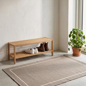 Alfombra Kilim de Lana Tejida a Mano de Primera Calidad, Antideslizante, Pelo Medio, Diseño Moderno Sólido, Borde Color Marfil, Alfombra Decorativa para el Hogar - Product Image 3