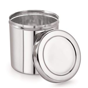 Recipiente de Almacenamiento de Alimentos Ecológico Moderno de Acero Inoxidable Plateado, Recipiente de Cocina Duradero con Tapa para Té, Azúcar, Especias, Granos - Product Image 1