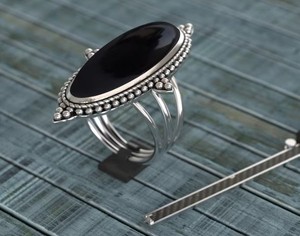 Anillo de Plata de Ley 925 con Ónix Negro Natural, Hecho a Mano, con Engaste Clásico en Barra, para Boda, Aniversario, Fiesta - Product Image 4