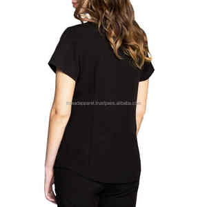 Vente chaude 2025 chemisier noir personnalisé à prix raisonnable uniformes médicaux d'hôpital ensemble de gommage pour les femmes en vente - Product Image 3