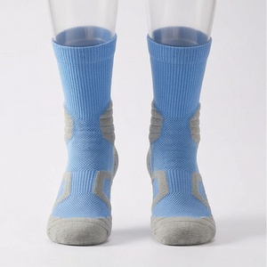 Blue Crew Athletic <b>Socks</b> With Geometric Pattern Breathable Spandex <b>Polyester</b> Basketball Sports <b>Socks</b> For Adults Summer - Product Image 1