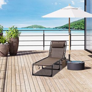 Schienale regolabile lettino prendisole portatile pieghevole lettino da campeggio con cuscino rimovibile poltrona reclinabile per Patio giardino spiaggia - Product Image 2