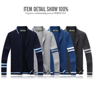 Cárdigan de Invierno para Hombre con Diseño Elegante, Decoración de Piel, Cuello a Rayas 14 GG y Cremallera, Grosor de Forro Polar - Product Image 6