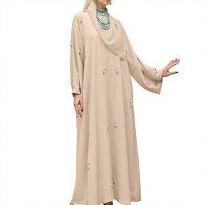 Best Selling Kaftan Abaya Handmade Turkish Floor Length Long Sleeve V Neck Polyester Regular Fit Casual Evening Party Flared - Product Image 6