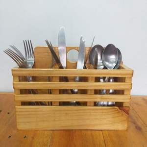 Ecofriendly <b>Wooden</b> Cutlery Holder Made From Sustainable Materials For Environment Conscious Home Organization - Product Image 4