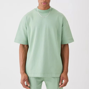Unisex Custom Branded Woven Heavyweight T-Shirt Solid Pattern Shorts <b>Set</b> Oversized Two-Piece with Sleeves Quick Dry for Summer - Product Image 6