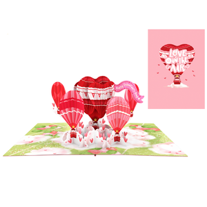 Tarjeta 3D Pop-Up al por Mayor para el Día de San Valentín, Tarjeta de Felicitación con Globo Aerostático, Tarjeta 3D Romántica Hecha a Mano, Impresión Offset - Product Image 1