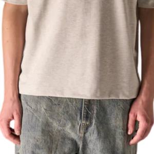 T-shirt Homme Oversize Gris Mélange Coton Logo Minimaliste Poitrine Streetwear Manches Courtes Décontracté Mode Vente en Gros Fabricant OEM - Product Image 5