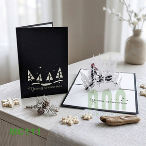 Tarjeta de Felicitación Navideña 3D Pop-Up Hecha a Mano ANN HANDICRAFT MC111, Diseño de Muñeco de Nieve y Bosque Invernal, Impresión Digital en Papel, Venta al Por Mayor - Product Image 6