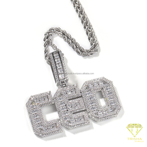 จี้ตัวอักษร CEO สุดหรู ประดับเพชร VVS มอยส์ซาไนต์ เงินแท้ 925  แบบ Iced Out สไตล์แร็ปเปอร์ ฮิปฮอป - Product Image 1