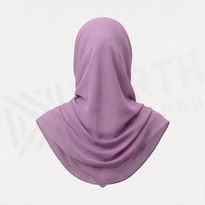Women Solid Color Polyester Hijab Jersey Fabric Skin-Friendly Daily Wear Middle East Ethnic Scarf Shawl - Product Image 2