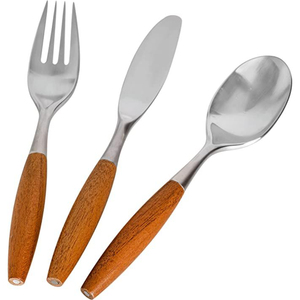 Eco-Friendly Hotel Tableware <b>Flatware</b> <b>Set</b> Modern Stainless Steel Cutlery <b>Set</b> With Maple Wood Handle For Home Kitchen Dining - Product Image 3