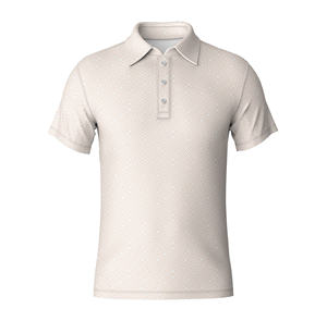 Polo en coton Oxford à motif géométrique pour homme, manches courtes, décontracté, respirant, design tissé, coupe classique - Product Image 1