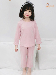 Ensemble de pyjamas pour filles, manches longues, rose, vêtements de nuit en coton pour enfants - Product Image 2