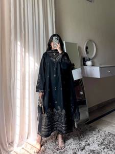 Black Embroidered <b>Indian</b> Pakistani <b>Top</b> Longline Lace Overlay Dressy Ramadan Eid Wear - Product Image 1