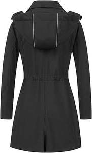 Women's Waterproof Softshell Jacket Windproof Hooded <b>Raincoat</b> Slim Fit Breathable Outdoor Trench Coat Casual Hiking Windbreaker - Product Image 3