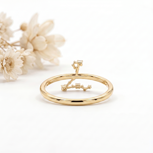 Anillo del Zodiaco Piscis en Oro con Diamantes HPHT CVD, Joyería de Moda Premium con Energía del Mar Místico, Regalo Ideal - Product Image 1