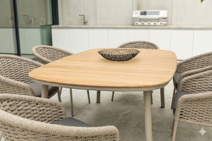 Juego de Comedor de Mimbre Moderno para Exteriores ROCF-038, Resistente a los Rayos UV, Ratán de Polietileno, Estructura de Aluminio con Recubrimiento en Polvo, Muebles de Jardín Contemporáneos - Product Image 5