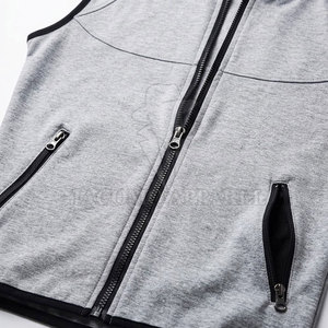 Haut de sport décontracté pour homme sans manches en coton mélangé avec capuche à cordon et poche de rangement pratique - Product Image 6