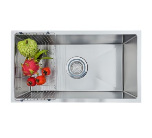 Embossed 304 Stainless Steel Handmade Undermount Single Bowl Rectangular <b>Kitchen</b> <b>Sink</b> Brushed Surface 3-Year Warranty OEM - Product Image 6