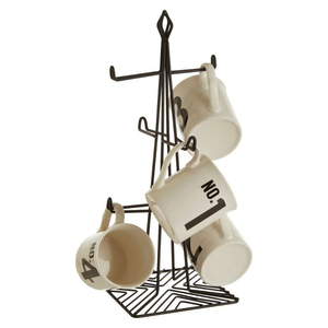 Support élégant pour tasses et mugs, support autoportant en métal pour tasses à café et à thé, organisateur avec 6 crochets pour le rangement et la présentation dans la cuisine - Product Image 3