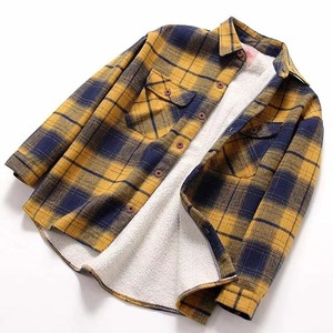 High Quality Thick Canvas Plaid Stand Collar Streetwear <b>Jacket</b> Long Sleeve Warm Unisex - Product Image 2