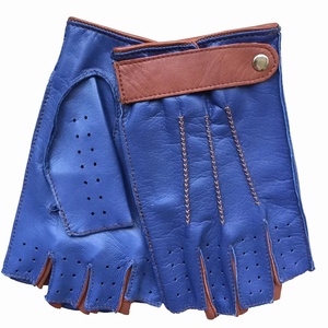 Guantes de Ciclismo de Cuero Azul con Diseño Perforado Transpirable, Deportivos, hasta la Muñeca, Ecológicos, Térmicos, para Primavera/Verano - Product Image 3