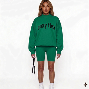 Sweat-shirt à col montant en molleton de coton premium, coupe oversize, chaud pour l'hiver, style streetwear décontracté et élégant - Product Image 4