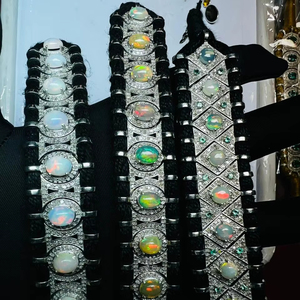 925 Sterling <b>Silver</b> Ethiopian Opal Gemstone Natural Diamond Threaded Design Women's <b>Bracelet</b> <b>Bangle</b> Luxury Engagement Gift - Product Image 1