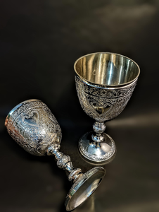 Gobelet personnalisé en laiton, calice de communion, coupe à vin argentée pour les rituels, les mariages, les occasions médiévales, le roi Arthur. - Product Image 4