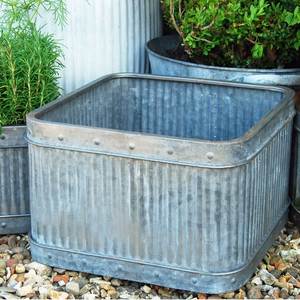 Rustic Galvanized Metal Double Bucket Planter For <b>Garden</b> Flowers And Plants - Product Image 6