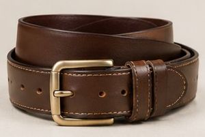 Ceinture en cuir véritable marron uni avec boucle ardillon rectangulaire en cuivre, décontractée et durable pour homme - Product Image 3