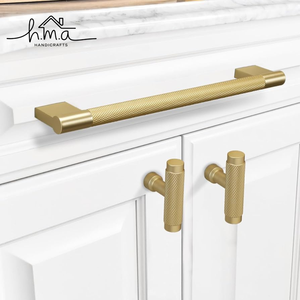 Juego de tiradores modernos de latón cepillado para gabinetes, tiradores elegantes en forma de T para cajones, herrajes duraderos para puertas de armarios de cocina, diseño minimalista. - Product Image 5