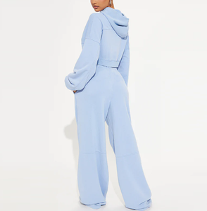 2026 New Arrival 2 Piece Set Women <b>Y2k</b> <b>Tracksuit</b> Heavyweight Cotton Cropped Hoodies Wide Leg Sweatpants Sets <b>Tracksuit</b> - Product Image 1
