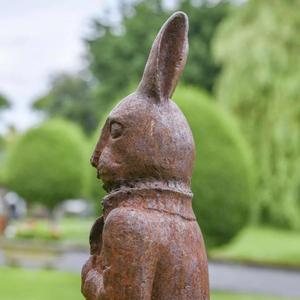 Cast Iron Life Size Mr. Rabbit Statue For Garden Supplies <b>Easter</b> Decoration Large Hare Sculpture Ground Mount - Product Image 3