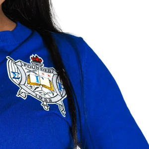 เสื้อคาร์ดิแกนผู้หญิง SGRho ประดับมุก ปักลายตัวอักษรกรีกแบบกำหนดเอง เสื้อถักนิตติ้งติดกระดุมเก๋ไก๋ สวมใส่สบายๆ ขายส่ง - Product Image 5