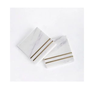 Sous-verres carrés modernes en marbre naturel, écologiques, durables, lavables, fabriqués en Inde, en pierre, pour le café - Product Image 1