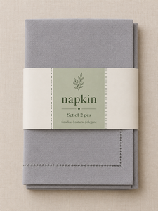 Serviette de table en lin de qualité supérieure, élégante, grise, avec bordure à double surpiqûre contrastée, serviette de table de luxe - Product Image 5