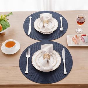 Set di 6 tovagliette rotonde in poliestere intrecciato da 15 pollici, lavabili, per interni/esterni, per tavolo da pranzo. - Product Image 5