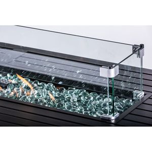 Rectangular Propane <b>Fire</b> <b>Pit</b> <b>Table</b> with Stainless Steel Burner and Glass Wind Guard for Patio - Product Image 5