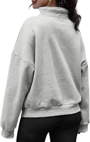Sweat-shirt classique pour femme en molleton tricoté épais, col zippé quart, coupe ample, style streetwear hiver