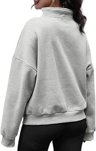 Sweat-shirt classique pour femme en molleton épais, col zippé quart, coupe ample, style streetwear - Product Image 4