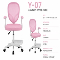 Chaise d'étude pour enfants en maille rose avec repose-pieds, chaise de bureau pivotante réglable en hauteur pour les devoirs, les cours en ligne et la lecture